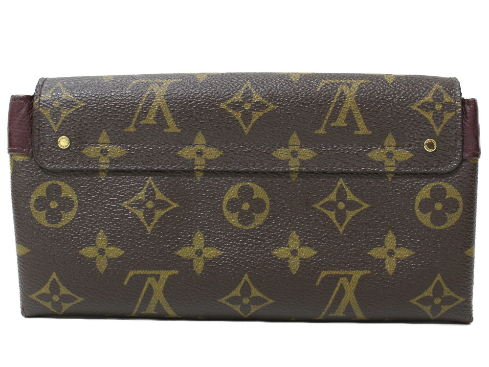 Louis Vuitton Long Brown Elyse Monogram Wallet Purple Portefeuille Brown Purple